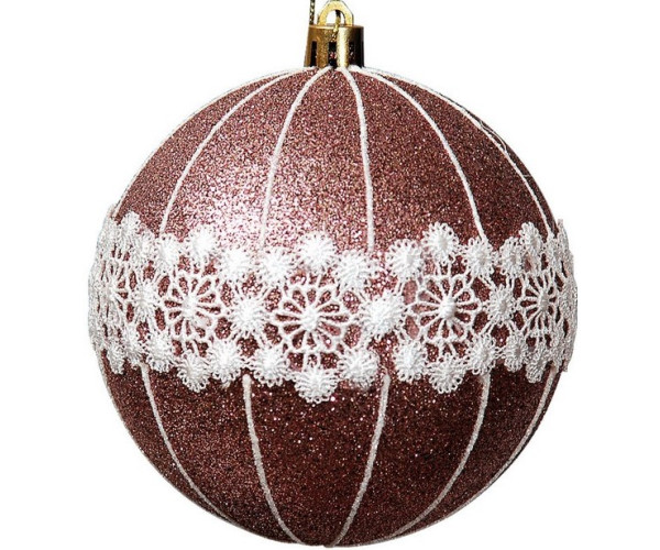 Χάλκινη Πλαστική Χριστουγεννιάτικη Μπάλα 8cm (Σετ 6 τμχ)